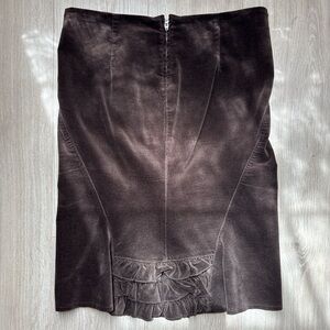 Sisley Dark Brown Velvet Pencil Skirt